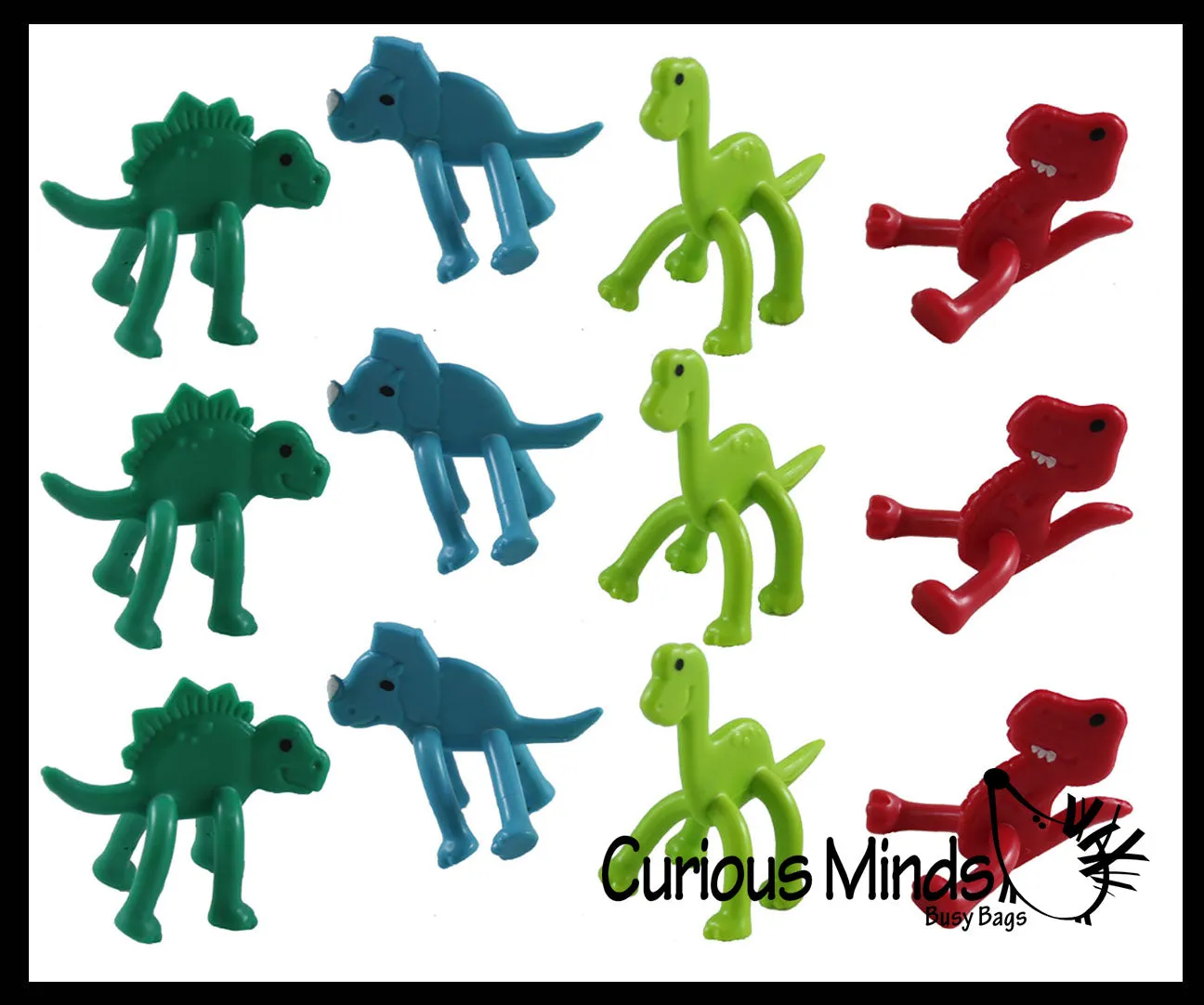 LAST CHANCE - LIMITED STOCK - SALE  - Tiny Dinosaur Bendable Fidget Toys - Cute Mini Dino Animal Figurines - Party Favors, Prizes, Egg Fillers